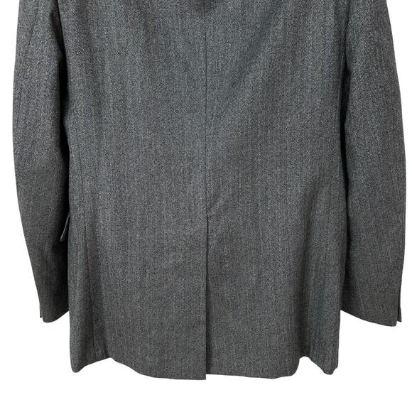 Vintage Jos A Bank Clothiers Blazer Navy Blue Gray Herringbone Striped Jacket 40 - Picture 7 of 10
